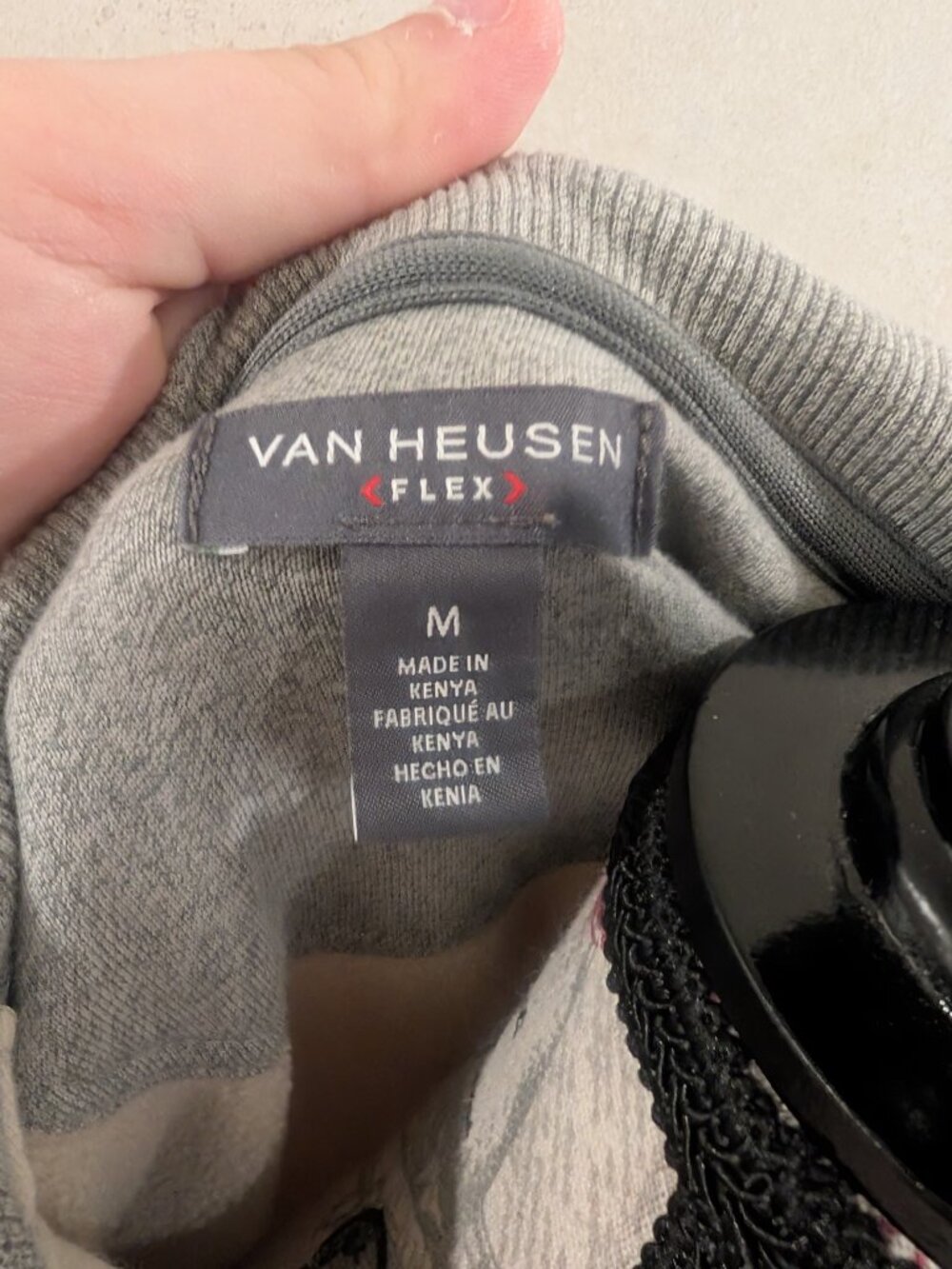 Van Heusen Flex Men's 1/4 Zip Pullover Sweatshirt Medium Cream Tan Fleece - Picture 4 of 9
